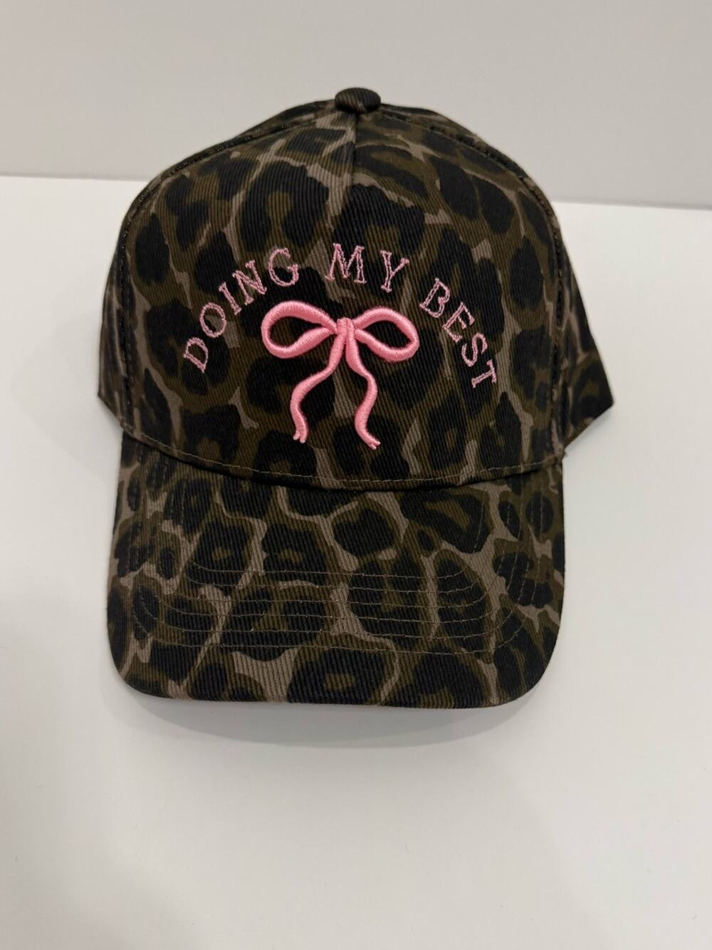 New Leopard Print Baseball Cap Pink Embroidery Doing My Best Kenz Kustomz Casual